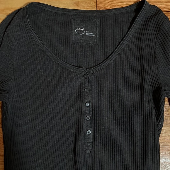 Aerie henley Ribbed Long Sleeve Top - Picture 3 of 7